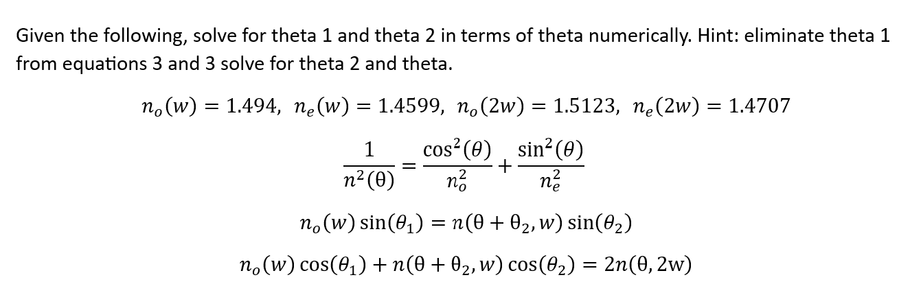 Solved Given the following, solve for theta 1 and theta 2 in | Chegg.com