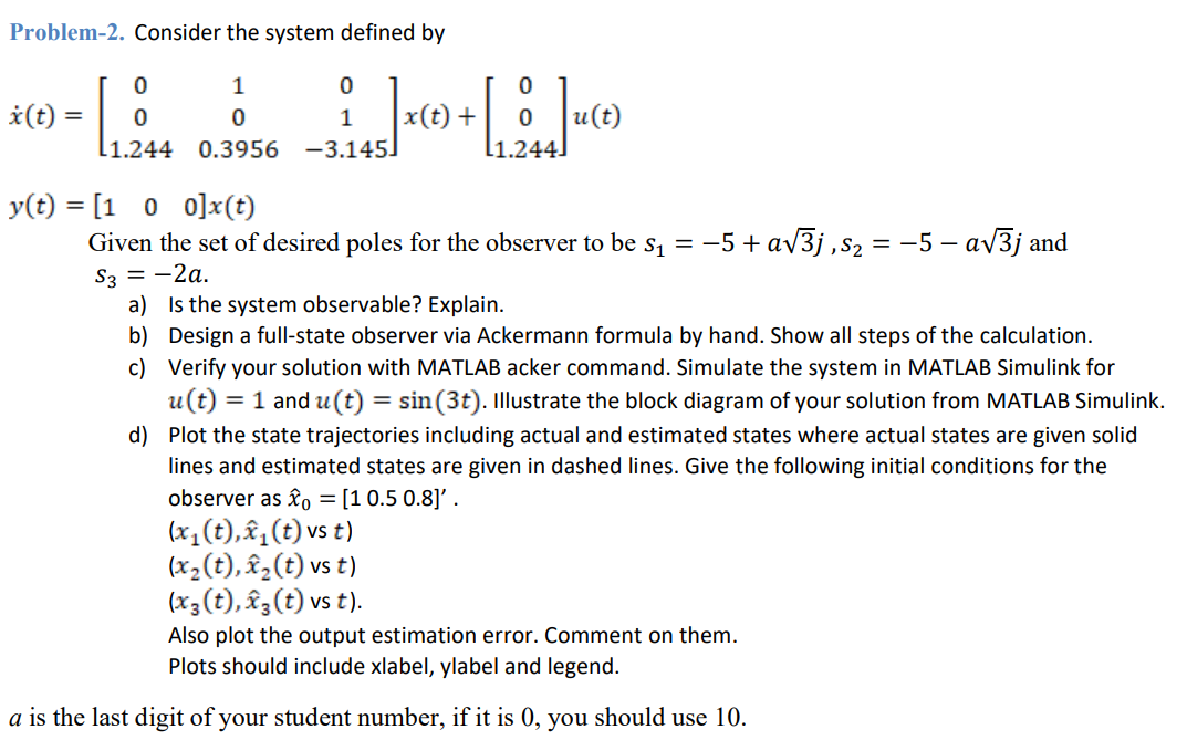 Solved Problem-2. Consider the system defined by | Chegg.com