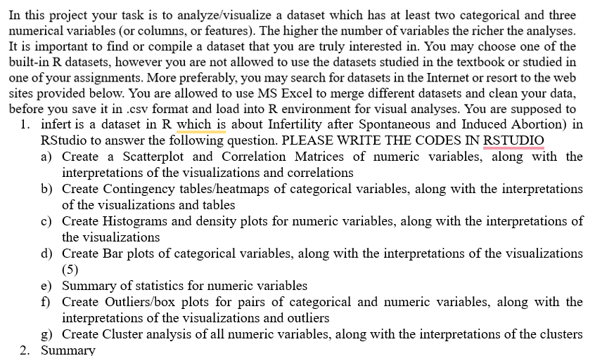 Solved In this project your task is to analyze/visualize a | Chegg.com