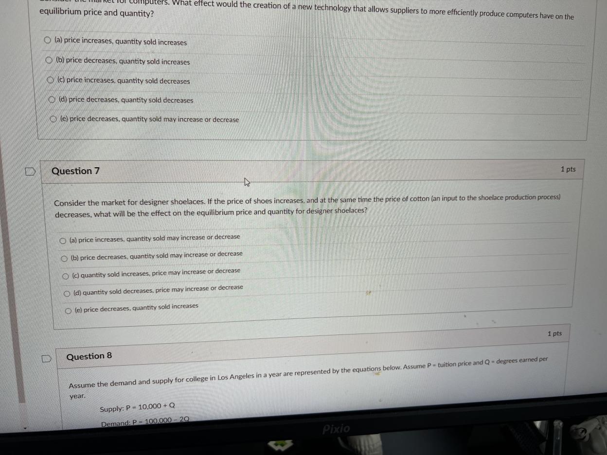 Solved equilibrium price and quantity? (a) price increases, | Chegg.com