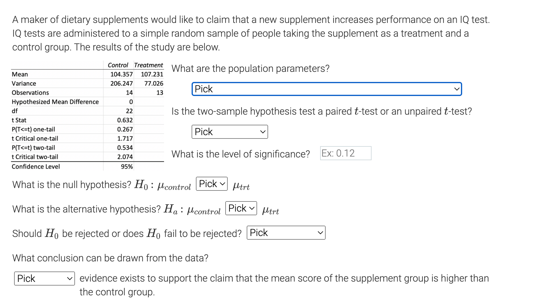 Solved A maker of dietary supplements would like to claim | Chegg.com