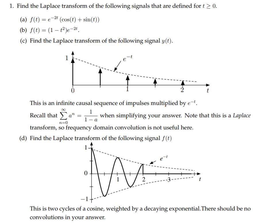 Solved Find the Laplace transform of the following signals | Chegg.com