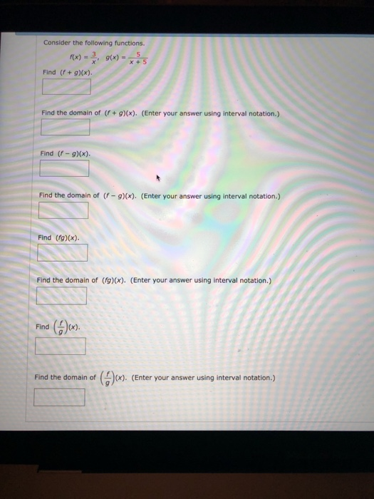 Solved Consider the following functions (x)=x, g(x)=斎 Find | Chegg.com