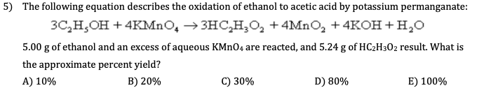 Solved 5) The Following Equation Describes The Oxidation Of 