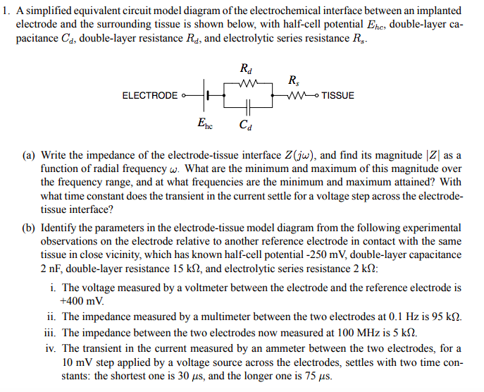 1. A simplified equivalent circuit model diagram of | Chegg.com