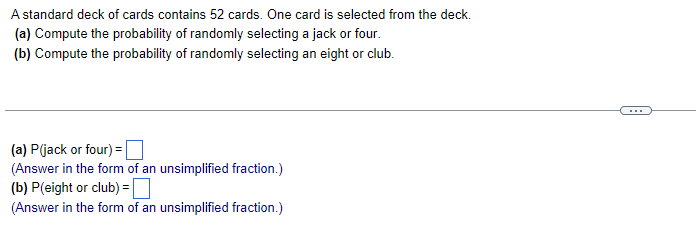 Solved A Standard Deck Of Cards Contains 52 Cards. One Card | Chegg.com