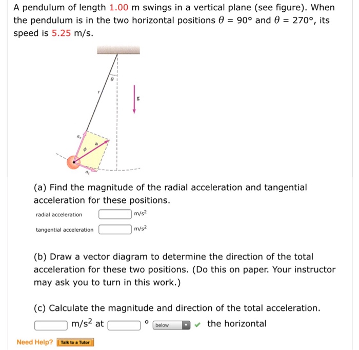 Solved A pendulum of length 1.00 m swings in a vertical | Chegg.com