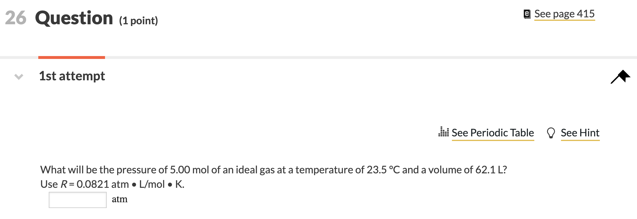 Solved 26 Question (1 point) e See page 415 1st attempt See | Chegg.com