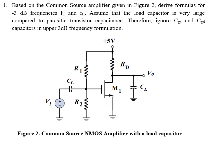 Solved 1. Based on the Common Source amplifier given in | Chegg.com