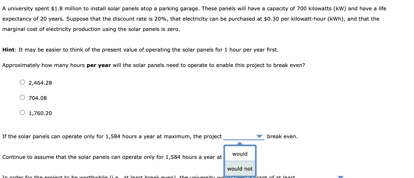 A university spent $1.8 million to install solar | Chegg.com