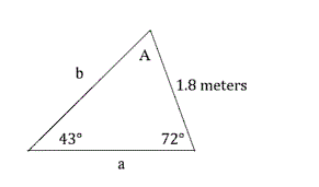 Solved А b 1.8 meters ° 43° 72° a | Chegg.com