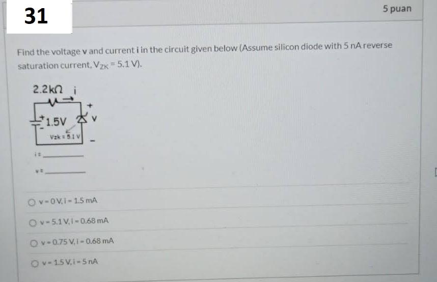 Solved Find the voltage V and currenti in the circuit given | Chegg.com