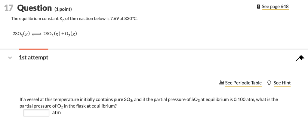 Solved 17 Question (1 point) e See page 648 The equilibrium | Chegg.com