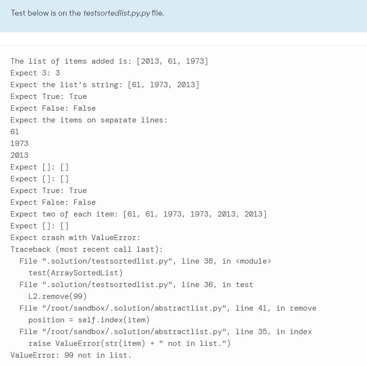 Solved In the arraysortedlist.py file, make sure to include | Chegg.com