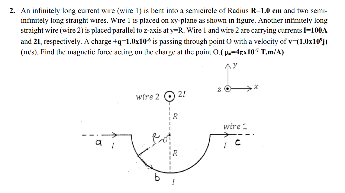 Solved 2. An infinitely long current wire (wire 1) is bent | Chegg.com