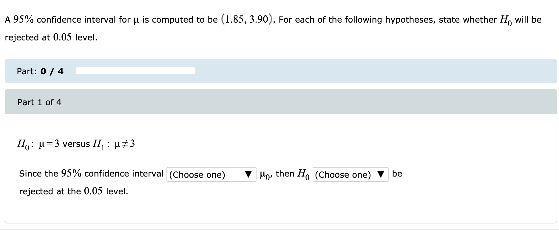 Solved A 95% confidence interval for u is computed to be | Chegg.com