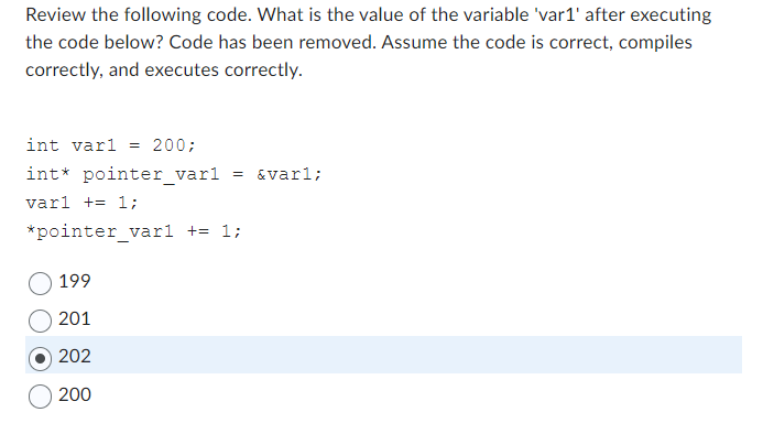 Solved Review the following code. What is the value of the | Chegg.com