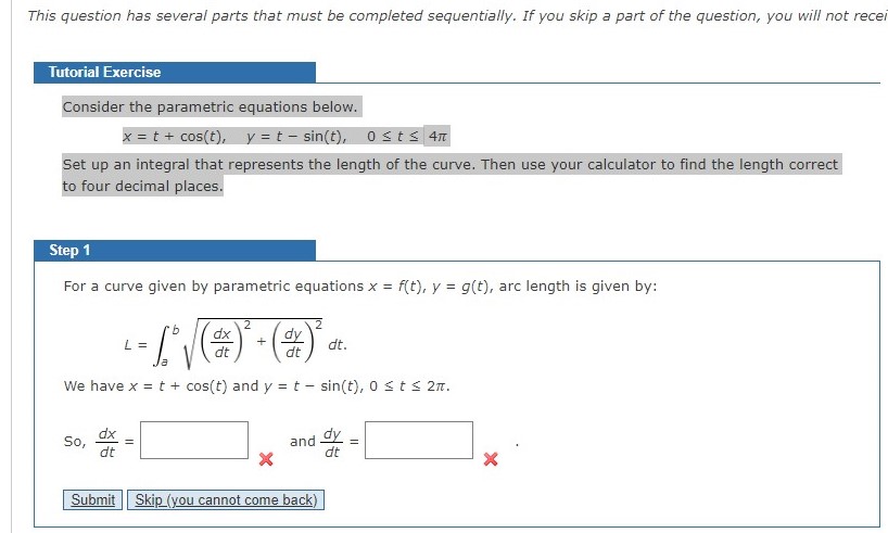 Solved This question has multiple parts, if you have worked | Chegg.com