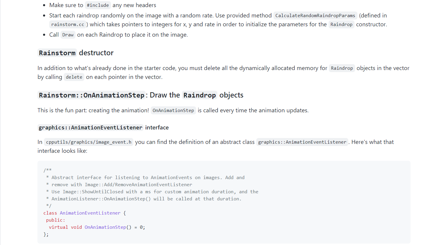 C++ program. Please use std Create a Raindrop class 