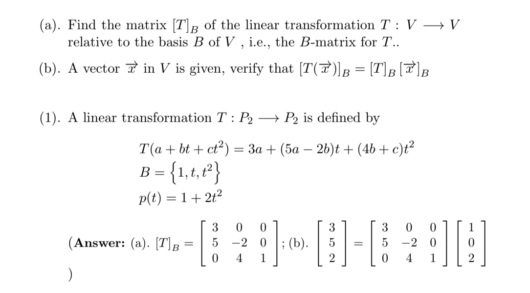 Solved V A Find The Matrix T G Of The Linear Transf Chegg Com