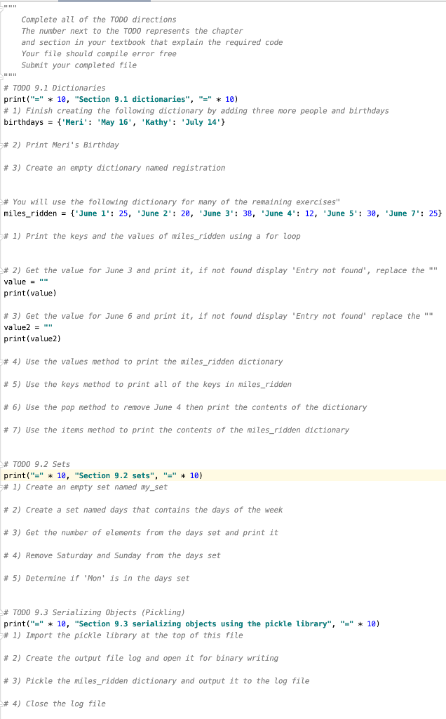 Solved Complete all of the TODO directions The number next | Chegg.com