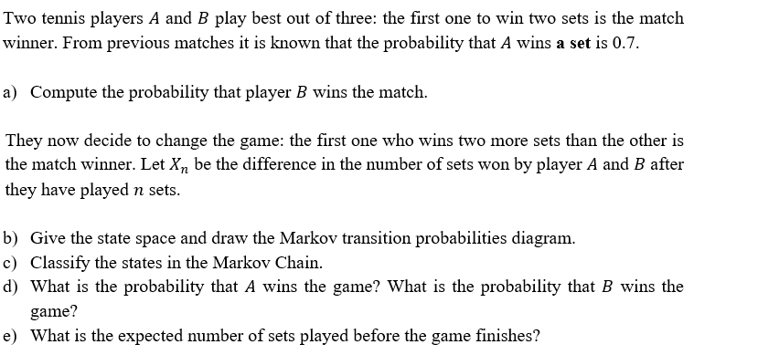 Tennis: Probabilities of Winning vs Prob. of Winning a Point