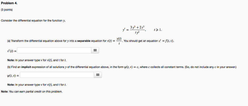 Solved Problem 4. (3 points) Consider the differential | Chegg.com
