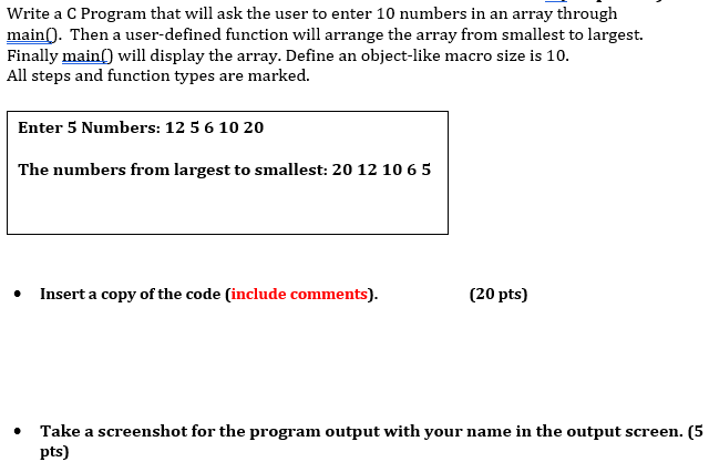 Solved Write a C Program that will ask the user to enter 10 | Chegg.com