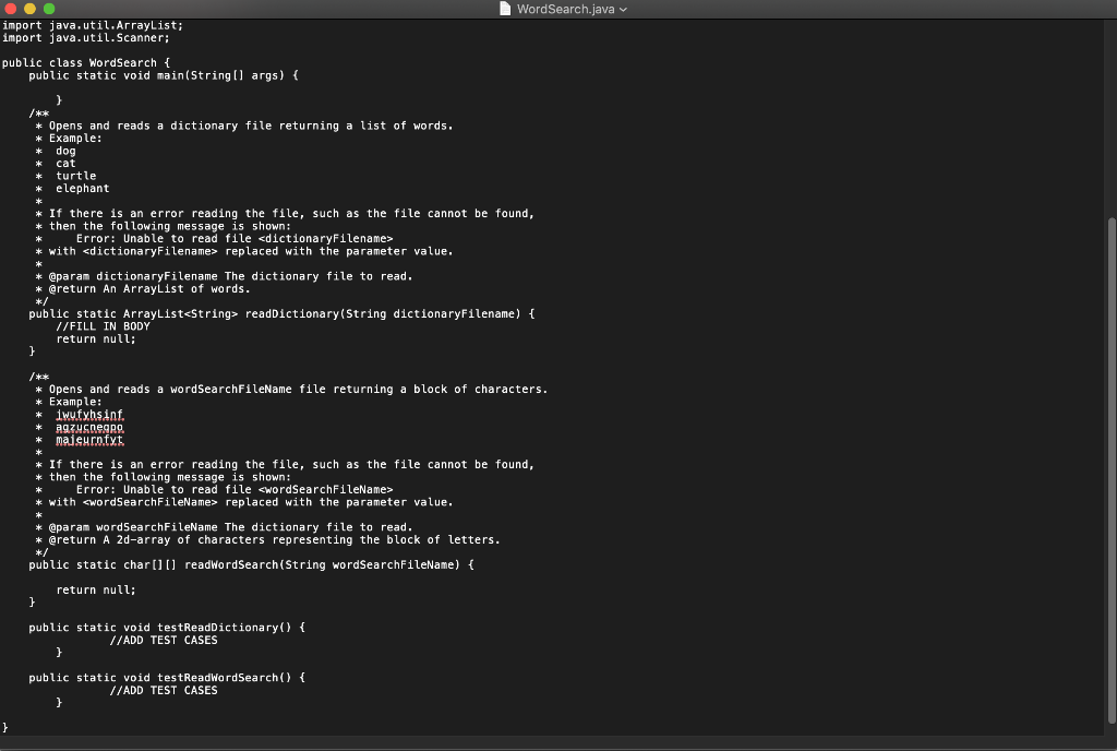Solved 11.9 Ch 11 Program, Part 2: Word Search Methods This | Chegg.com