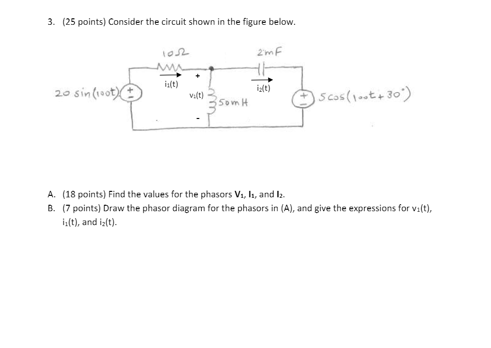 Solved 3. (25 points) Consider the circuit shown in the | Chegg.com