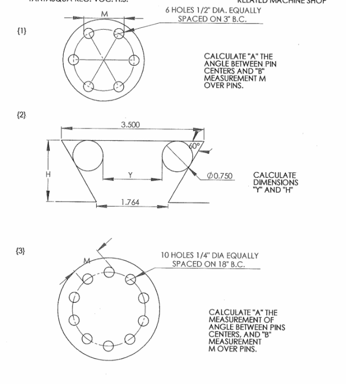 Solved M 6 HOLES 1/2" DIA. EQUALLY SPACED ON 3" B.C. {1}
