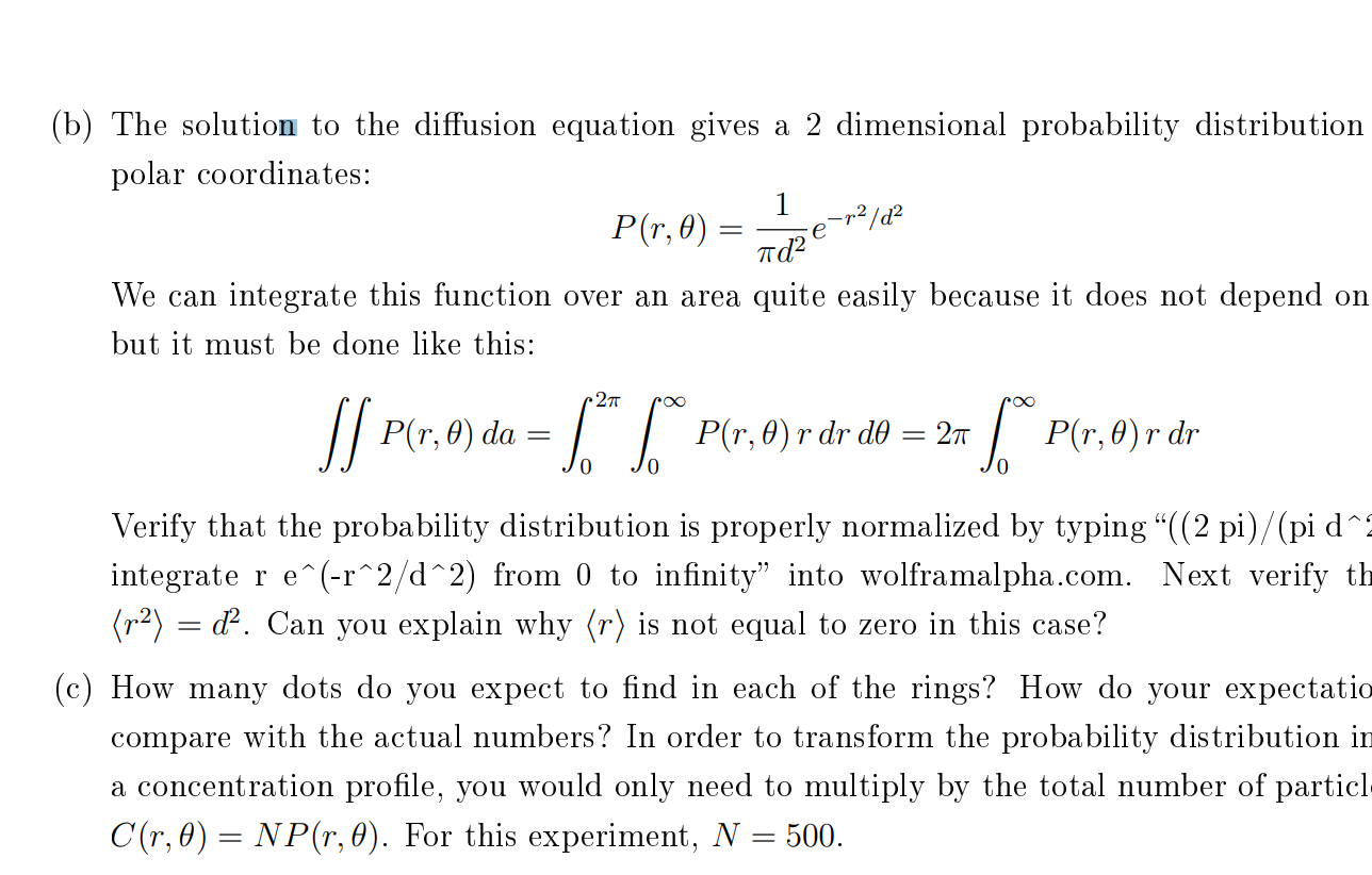 (b) The solution to the diffusion equation gives a 2 | Chegg.com