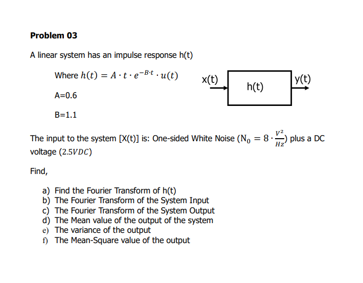 Solved Problem 03 A Linear System Has An Impulse Response Chegg Com