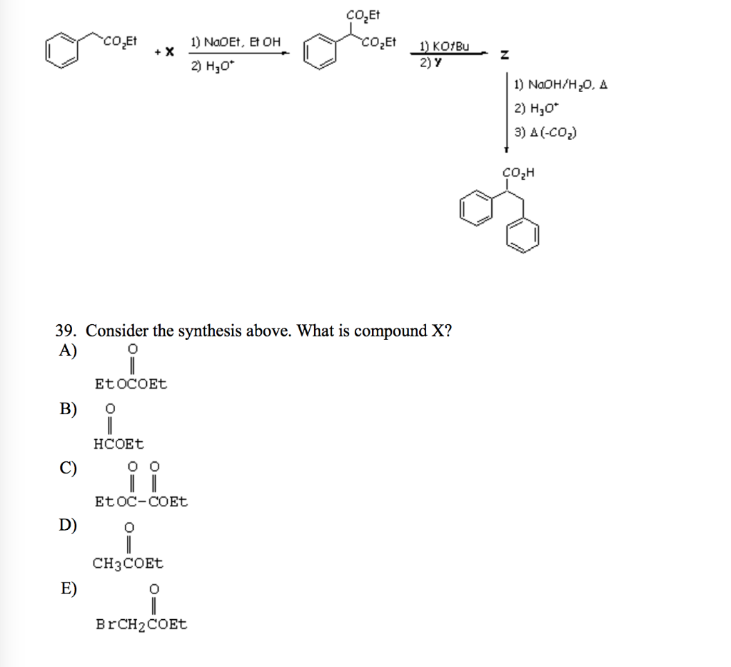 Solved cO.E 1) NaOEt, Et OH 2) H1o 1) KO1Bu 1) NaOH/H2O, Δ | Chegg.com