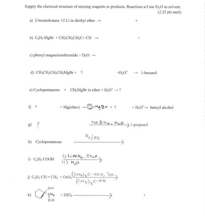 Solved Supply the chemical structure of missing reagents or | Chegg.com