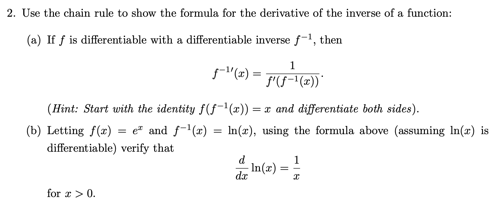 Solved 2 Use The Chain Rule To Show The Formula For The Chegg Com