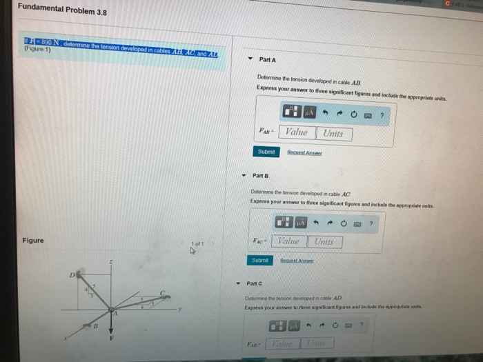 Solved Fundamental Problem 3.8 (Figure 1) Part A Determine | Chegg.com