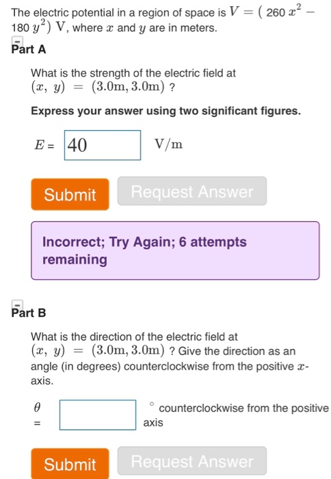Solved The electric potential in a region of space is V 180 | Chegg.com