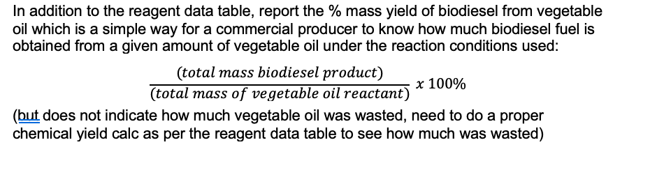Solved In addition to the reagent data table, report the % | Chegg.com