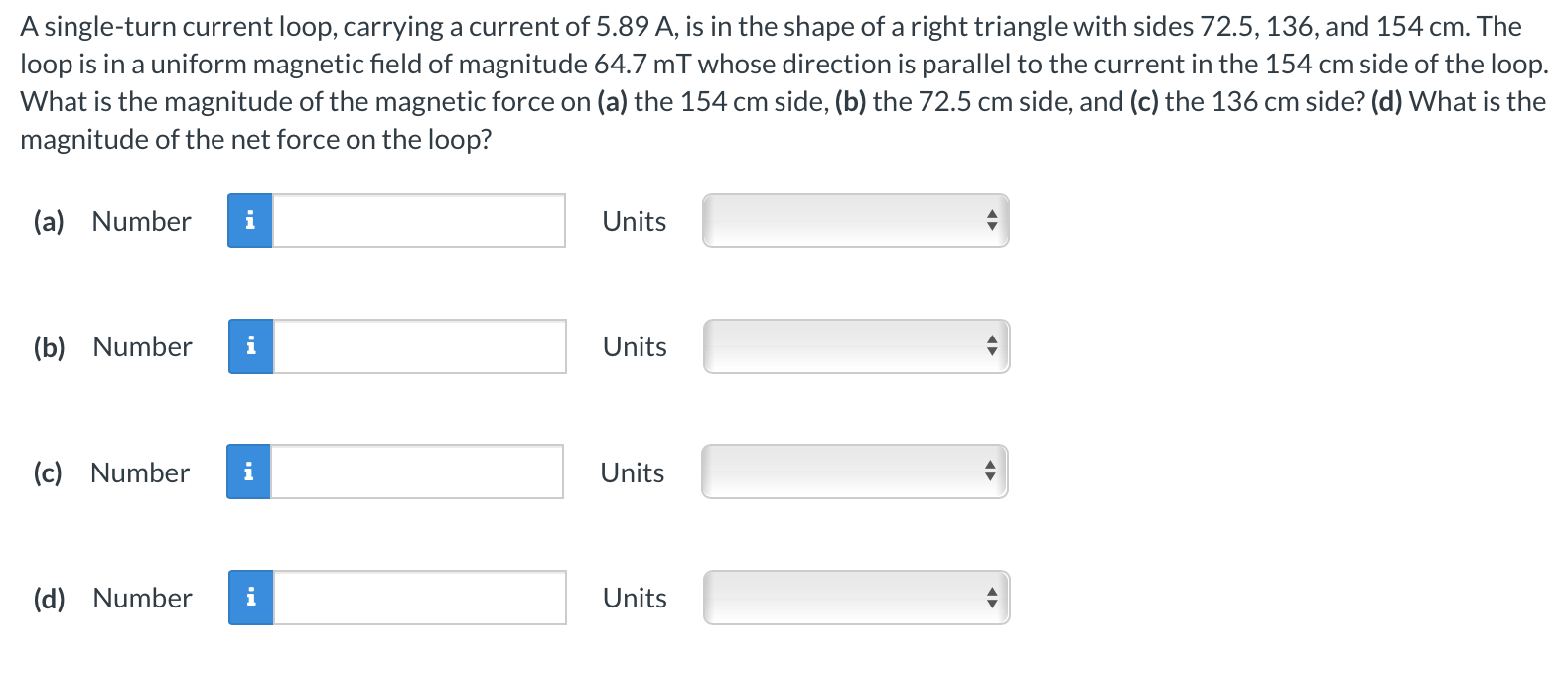 Solved A single-turn current loop, carrying a current of | Chegg.com