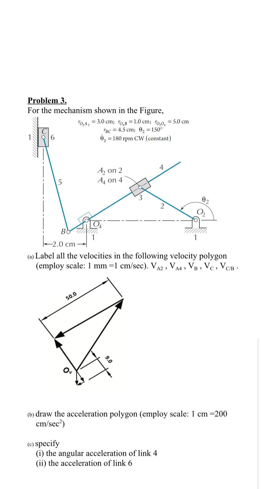 Solved Problem 3. For the mechanism shown in the Figure, | Chegg.com