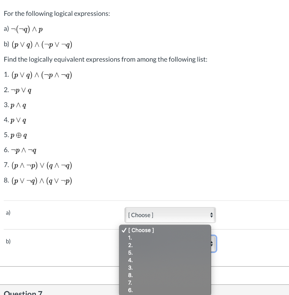 Solved For the following logical expressions: a) -(-9) Ap b) | Chegg.com