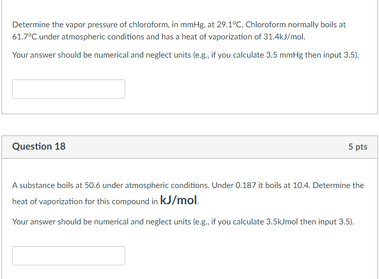 Solved Determine the vapor pressure of chloroform, in mmHg, | Chegg.com