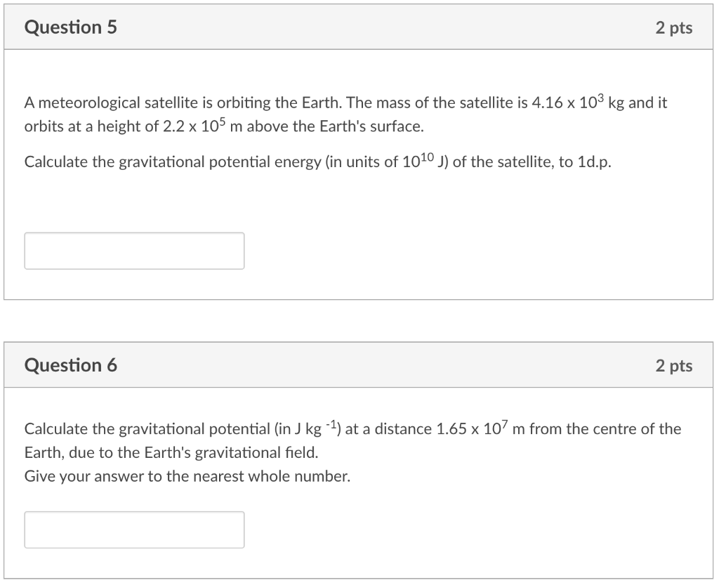 Solved Question 5 2 Pts A Meteorological Satellite Is Chegg Com