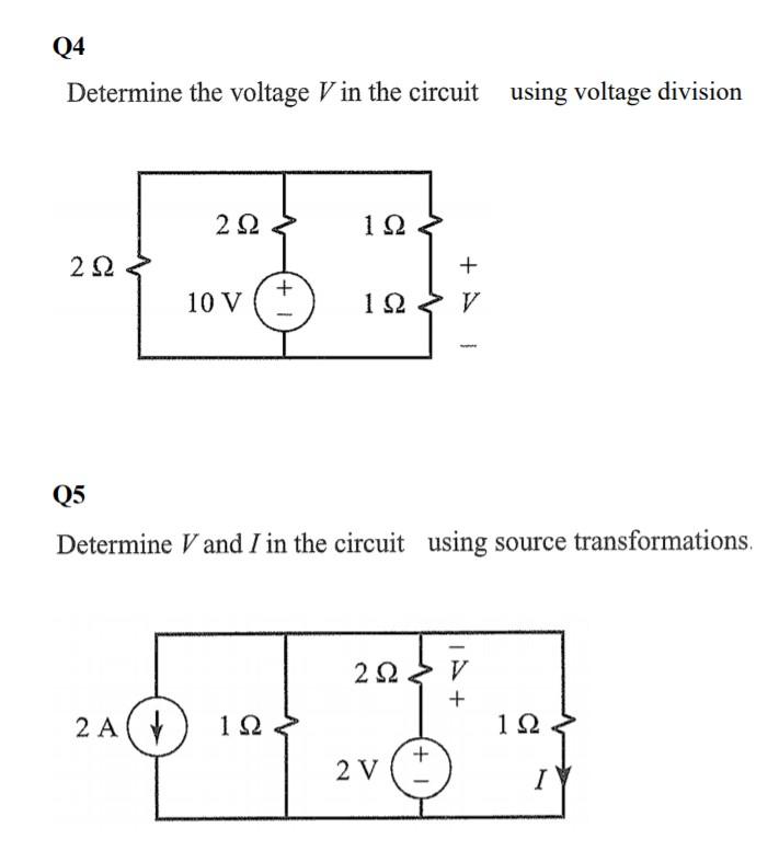 Solved Q4 Determine the voltage V in the circuit using | Chegg.com