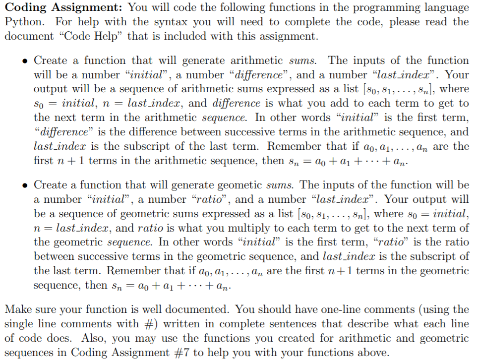 Solved Coding Assignment: You will code the following | Chegg.com