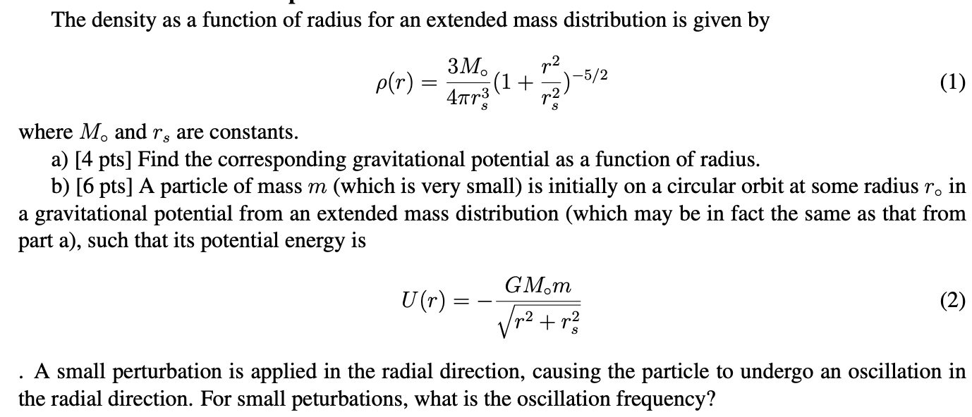 Solved The density as a function of radius for an extended | Chegg.com