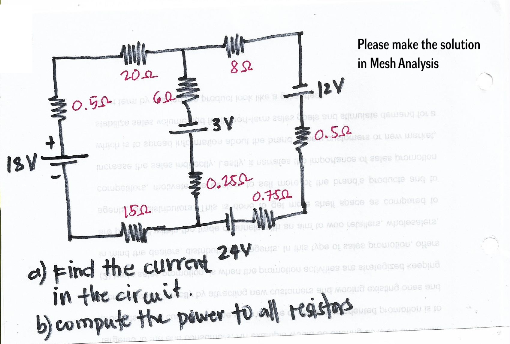 Solved Please Make The Solution In Mesh Analysis | Chegg.com