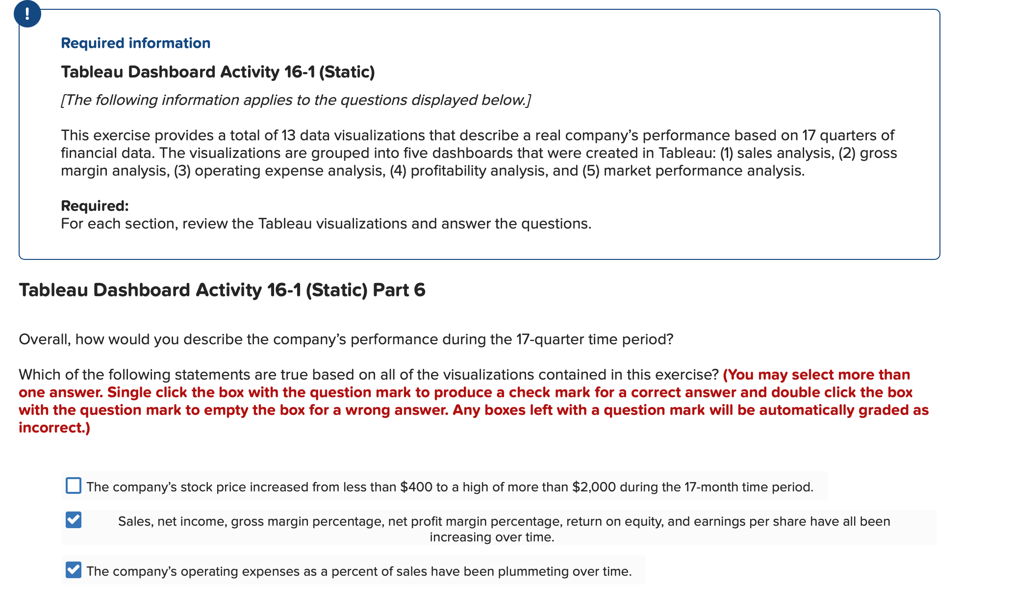 Required information Tableau Dashboard Activity 16-1 | Chegg.com
