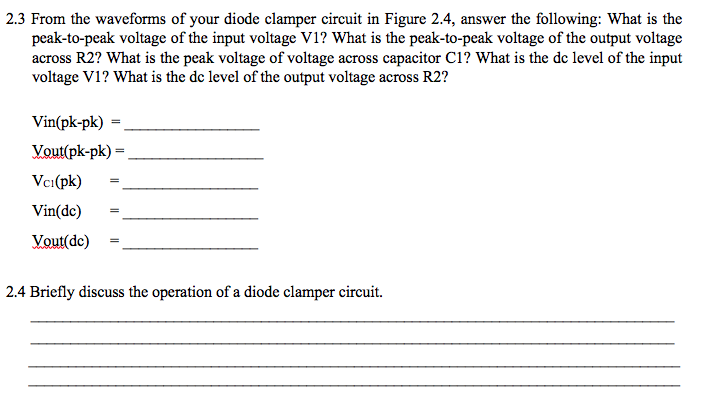 Solved Part 2: Diode Clamper 2.1 Connect the circuit diagram | Chegg.com